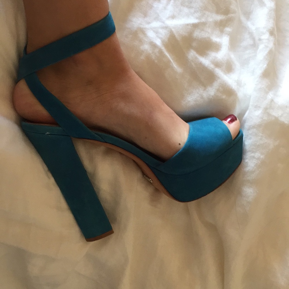 Schutz platform high heels turquoise/blue size 9.